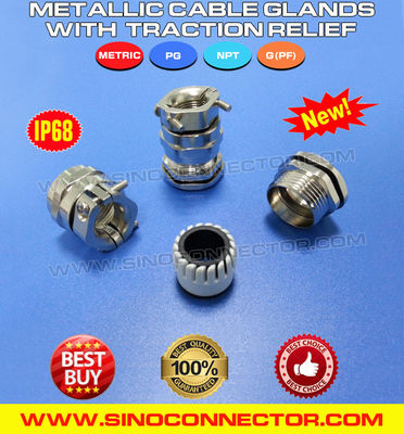 IP68 Waterproof NPT Cable Glands Nickel-Plated Brass with Stress Relief (Tension Relief)