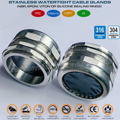 304 Stainless Steel Waterproof Cable Gland M88x2, 65~70mm Adjustable 316 Stainless Steel Metric Cable Gland Connector IP68 for Large Cables
