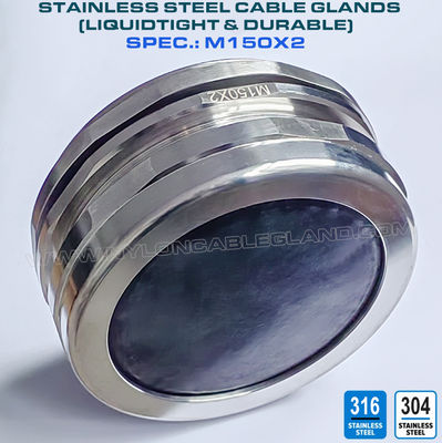 M150x2 Metric Cable Gland Stainless Steel 316, Cable Gland IP68 Stainless Steel 316L Waterproof Connector Inox 304 for 110-125mm Cables