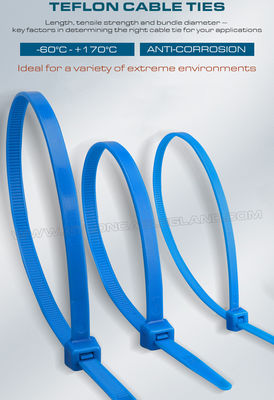 Blue Teflon Cable Tie 200 x 4.8mm, 94V-0 ETFE Cable Tie 50 Lbs Chemical Resistant Tefzel Cable Tie for Extreme Environments
