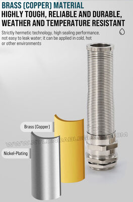 Spiral Metal Cable Gland Nickel-Plated Brass with Strain Relief, PG13.5 (Ø 6-12 mm), DIN 40430/EN 62444, for Cable Bend Protection