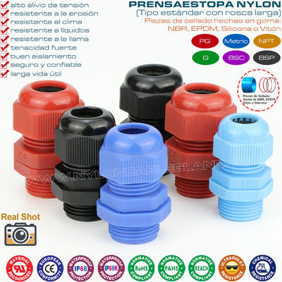 Milieuvriendelijke IP68 waterdichte polyamide-polymeer kabelwartels M12-M75 met verlengde metrische draad