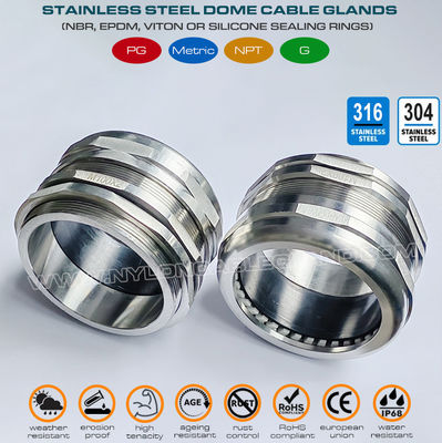 Type 316L, 316, 304 roestvrij staal IP68 kabelwartel wartel M100x2.0 metrische mannelijke draad (EN 60423) voor 78~84mm kabels