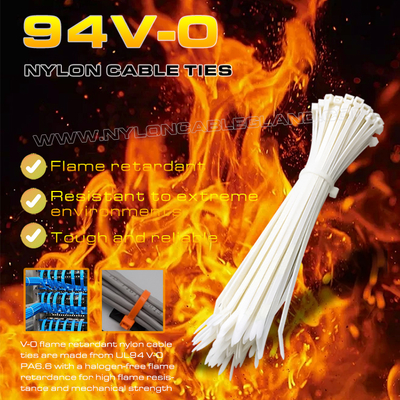 94V-0 nylon 6.6 kabelbinder 150x3,6mm, Ø3~35mm verstelbare vlamvertragende polyamide 6.6 tiewrap tyrap kabeltrap voor vlamvertragende toepassingen