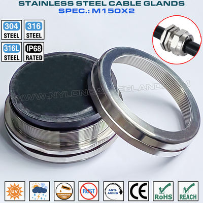 M150x2 Metrische kabelwartel roestvrij staal 316, Kabelwartel IP68 roestvrij staal 316L waterdichte connector Inox 304 voor 110-125mm kabels
