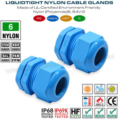 Waterdichte connector M25x1.5 wartel kabel wurgwartel kunststof IP68, diameter 13-18 mm, nylon (PA) 6, UL746C-f1, voor gebruik buitenshuis