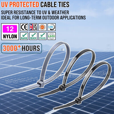 UV-bestendige kabelbinder tyrap van nylon 12 (polyamide 12 / PA 12) 300 mm x 3.6, uiterst weerbestendig, voor duurzaam gebruik buitenshuis